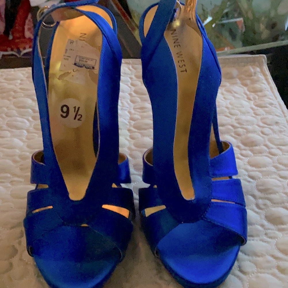 Nine West Royal Blue Satin high heel sandals